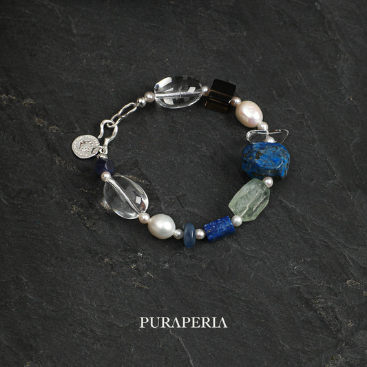 Freeform Clear Green Quartz Bracelet