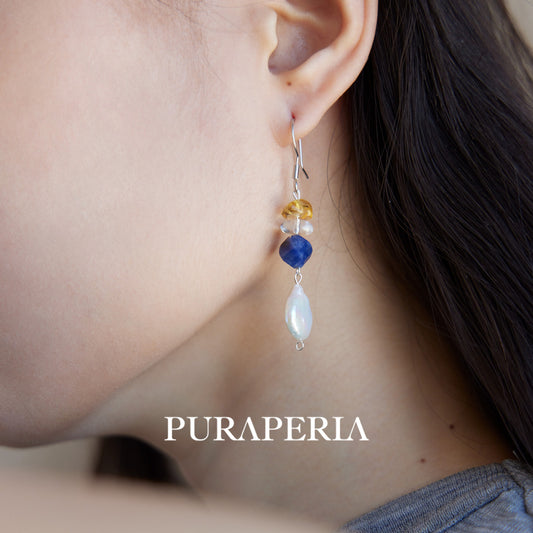 Pearl Clear Quartz Citrine Earrings