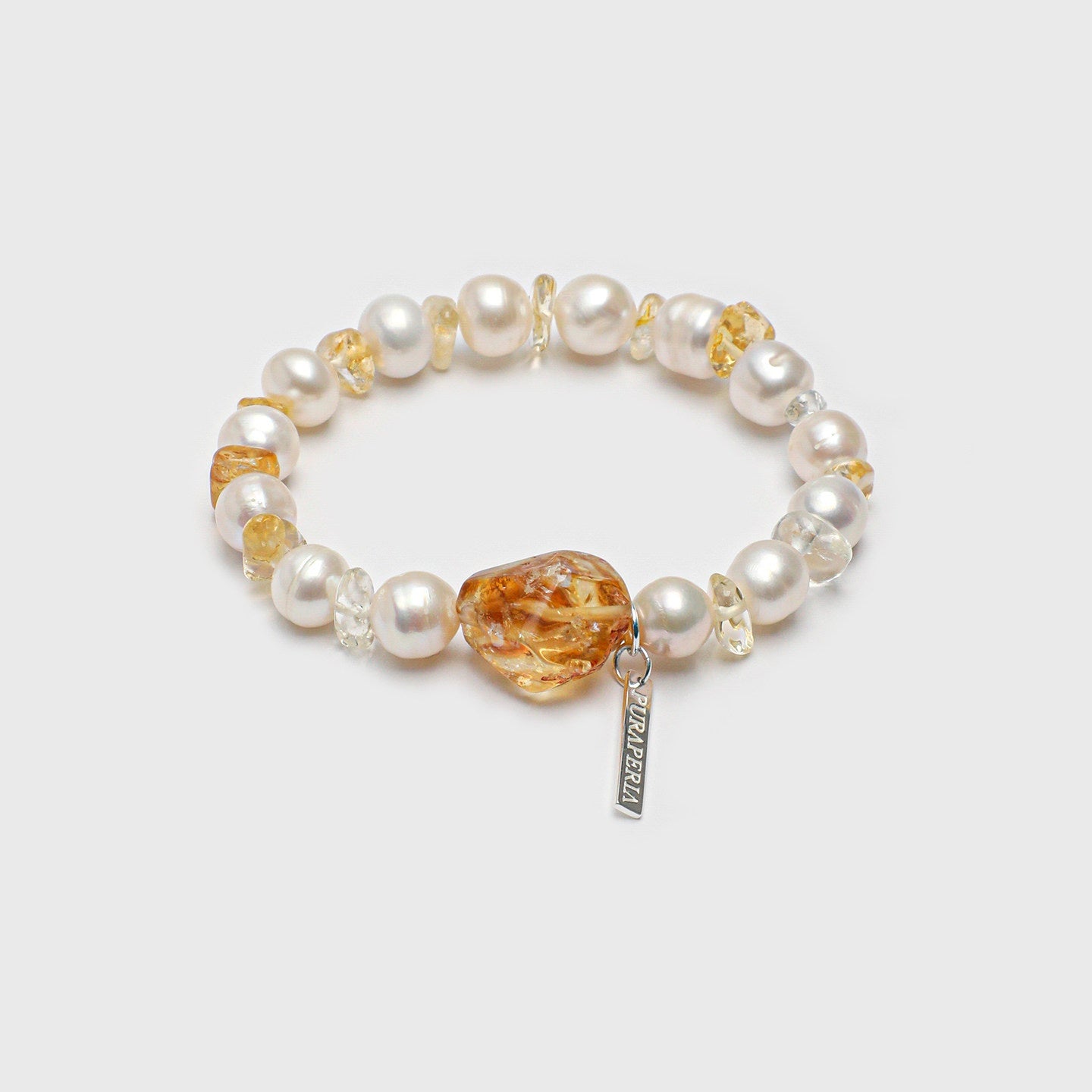 White Pearl  Citrine Freeform Bracelet