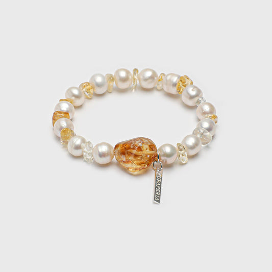 White Pearl  Citrine Freeform Bracelet