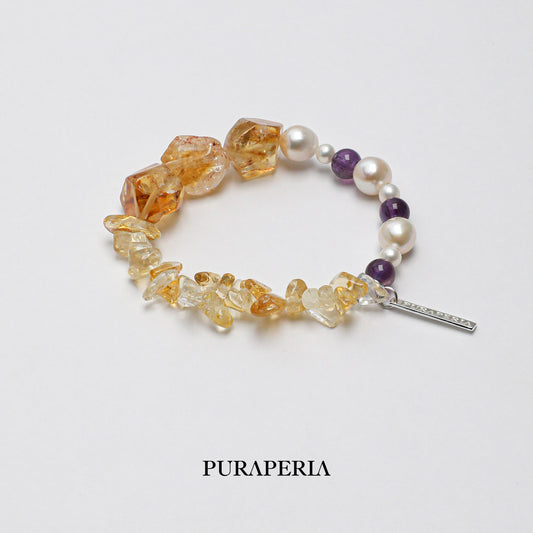 Freeform Citrine & Pearl Bracelet