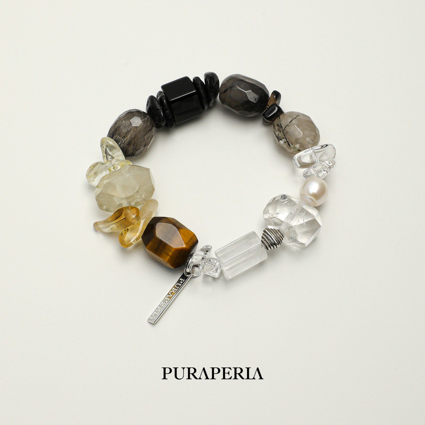 Clear Quartz, Tiger's Eye  Citrine Bracelet