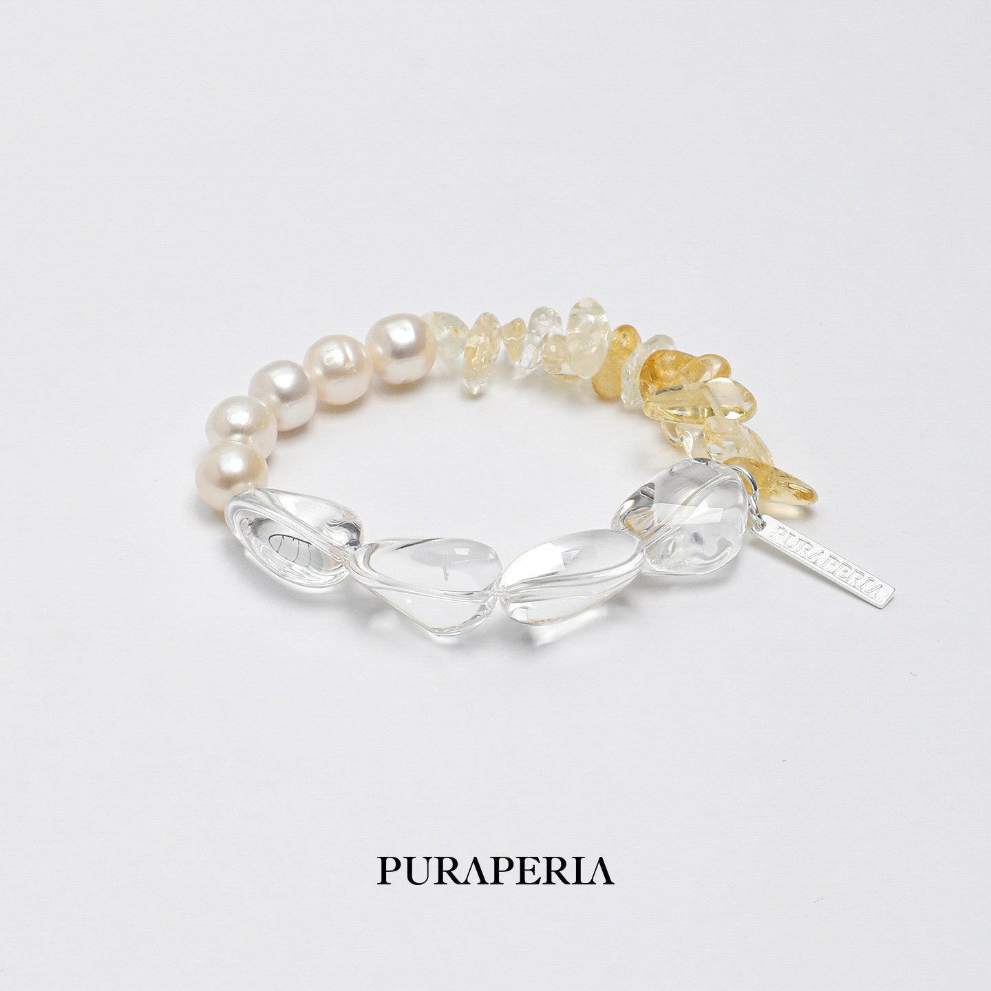 Freeform Clear Quartz & Citrine Chips Bracelet
