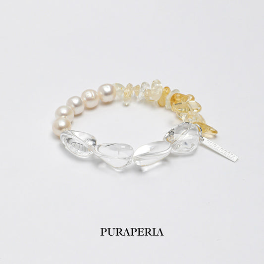 Freeform Clear Quartz & Citrine Chips Bracelet