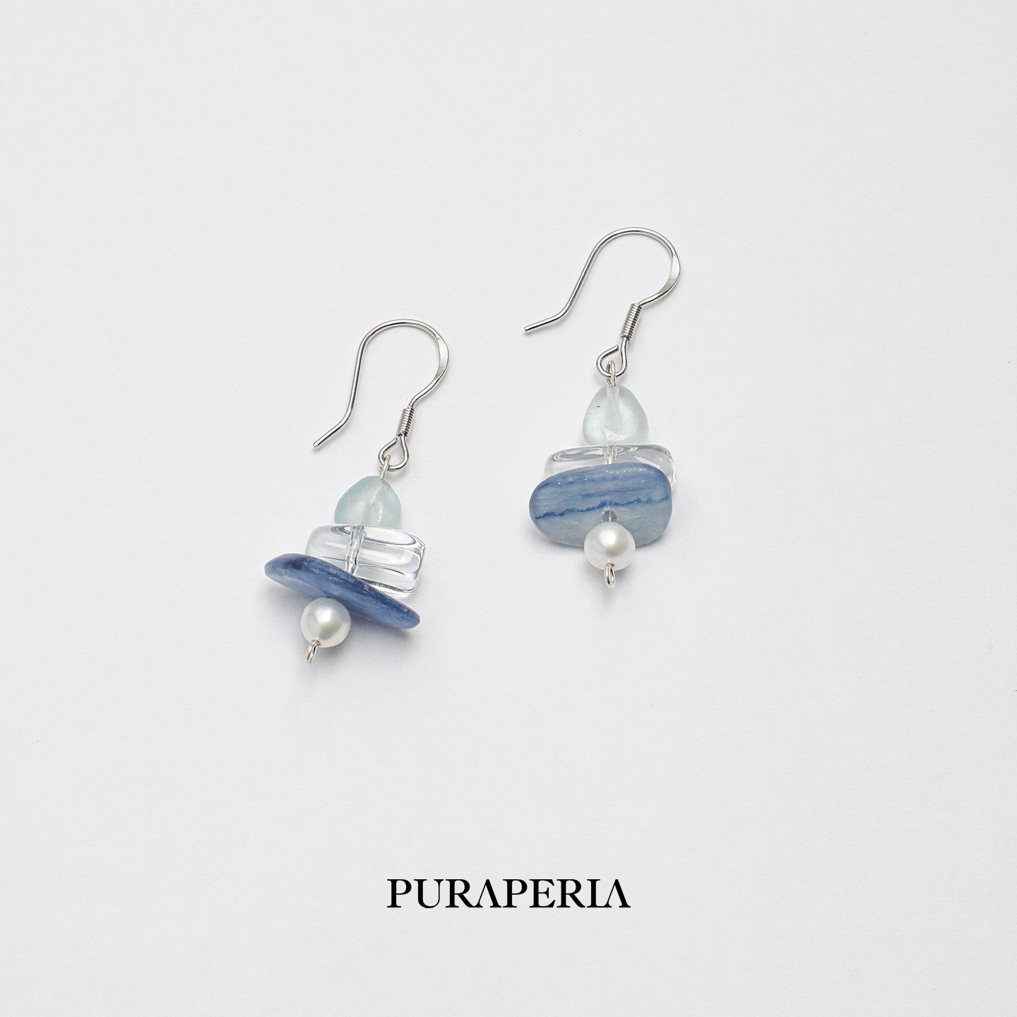 Clear Quartz Blue Lace Agate Earrings
