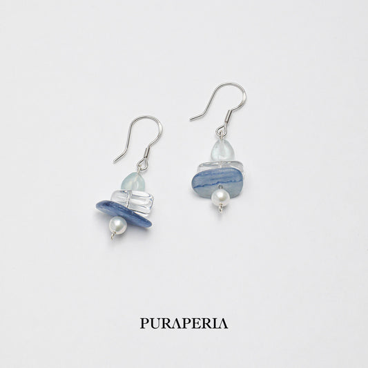 Clear Quartz Blue Lace Agate Earrings