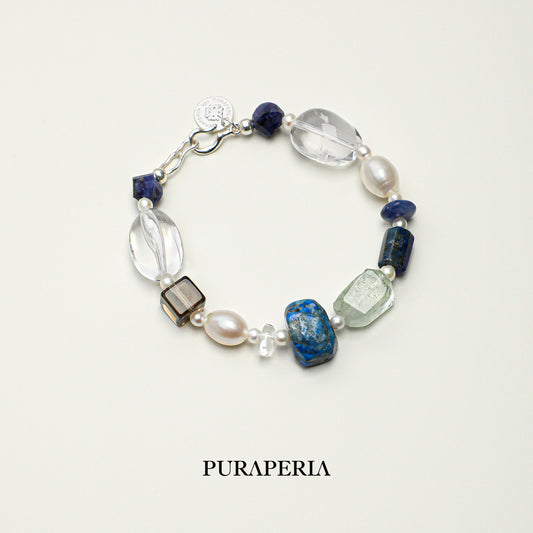 Freeform Clear Green Quartz Bracelet