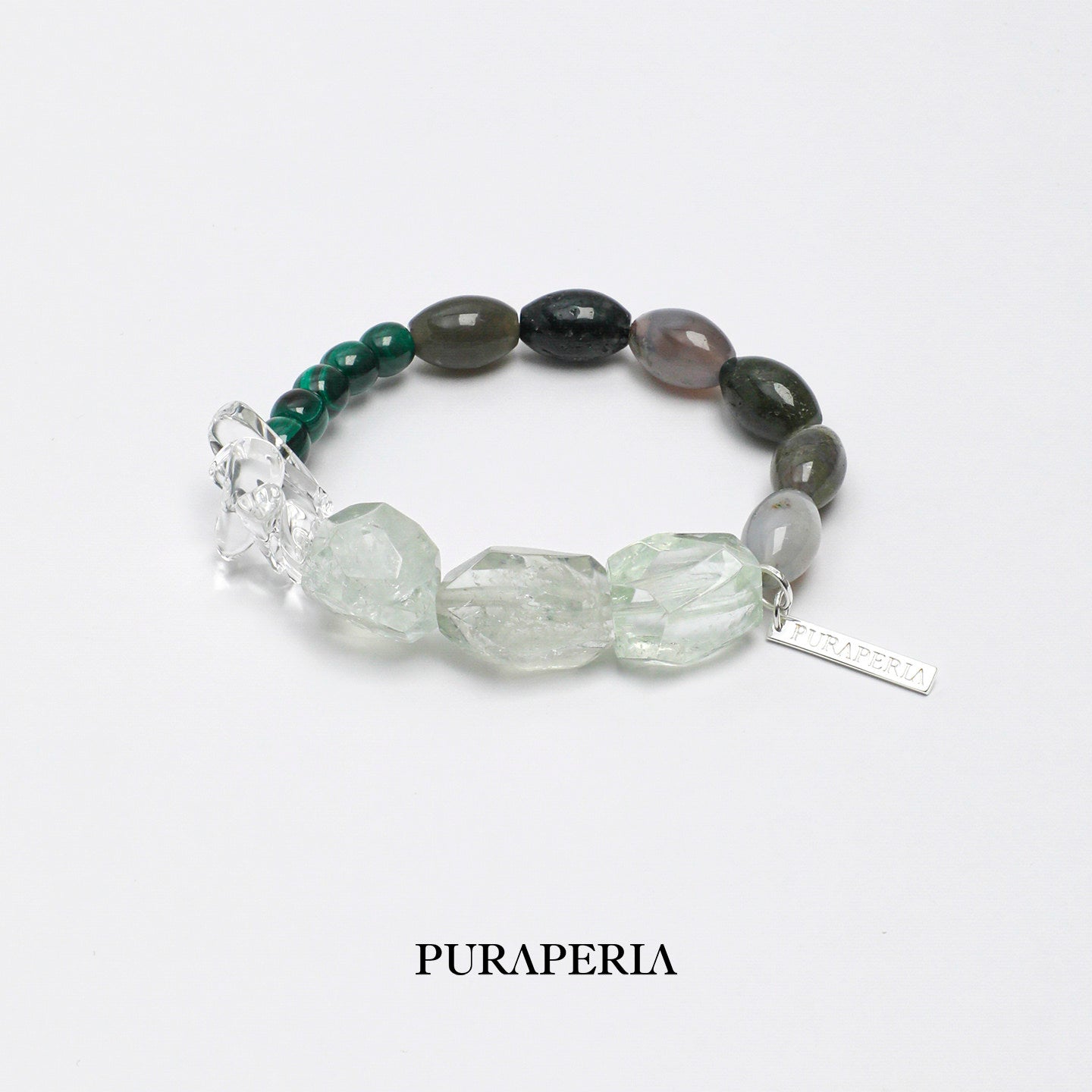 Freeform Green Quartz & Agate Bracelet