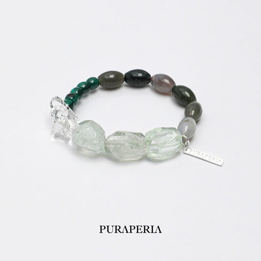 Freeform Green Quartz & Agate Bracelet