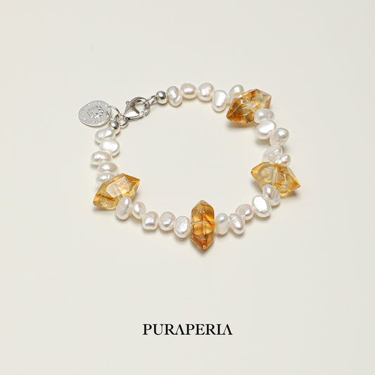 Natural Citrine & Pearl Bracelet
