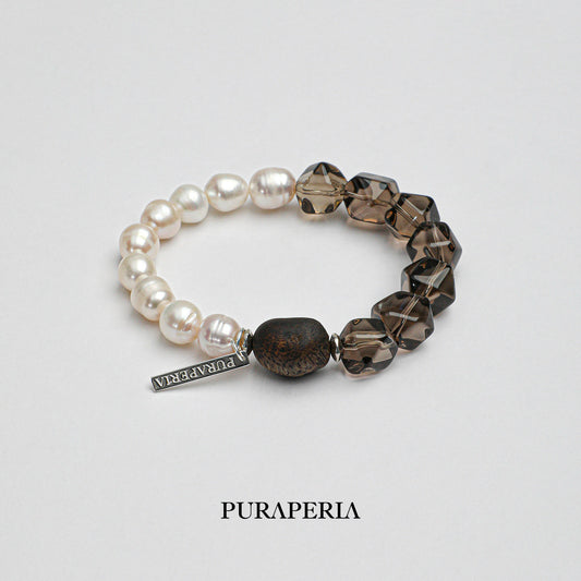 Smoky Quartz  Pearl Bracelet