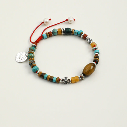 Turquoise and Golden Tiger's Eye Bracelet | Protection, Courage and Balance