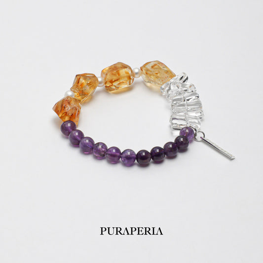 Freeform Citrine & Amethyst Bracelet