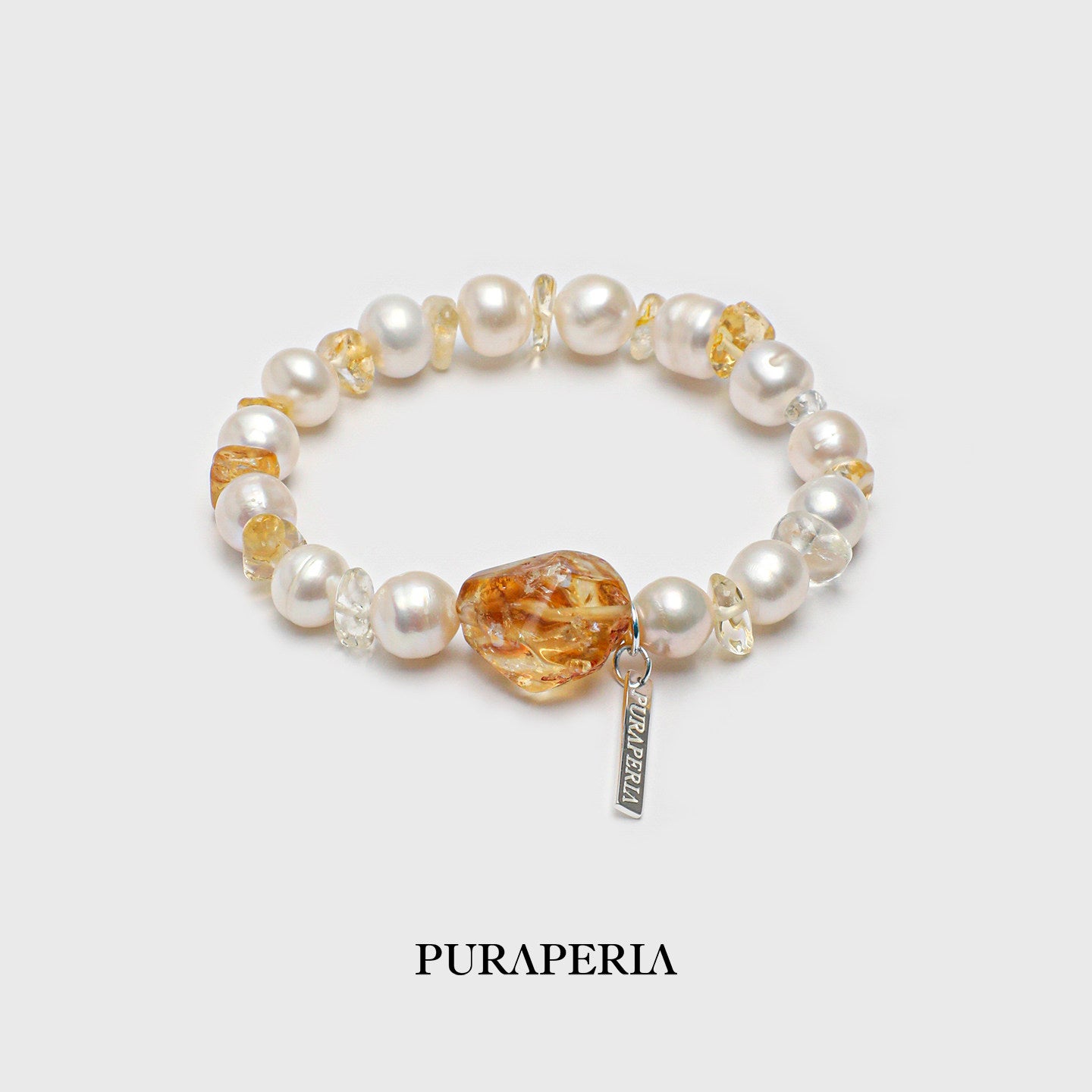 White Pearl & Citrine Freeform Bracelet