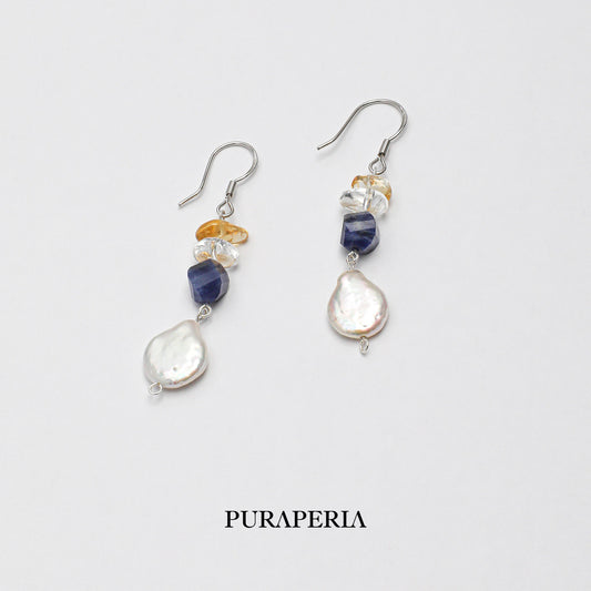 Pearl Clear Quartz Citrine Earrings