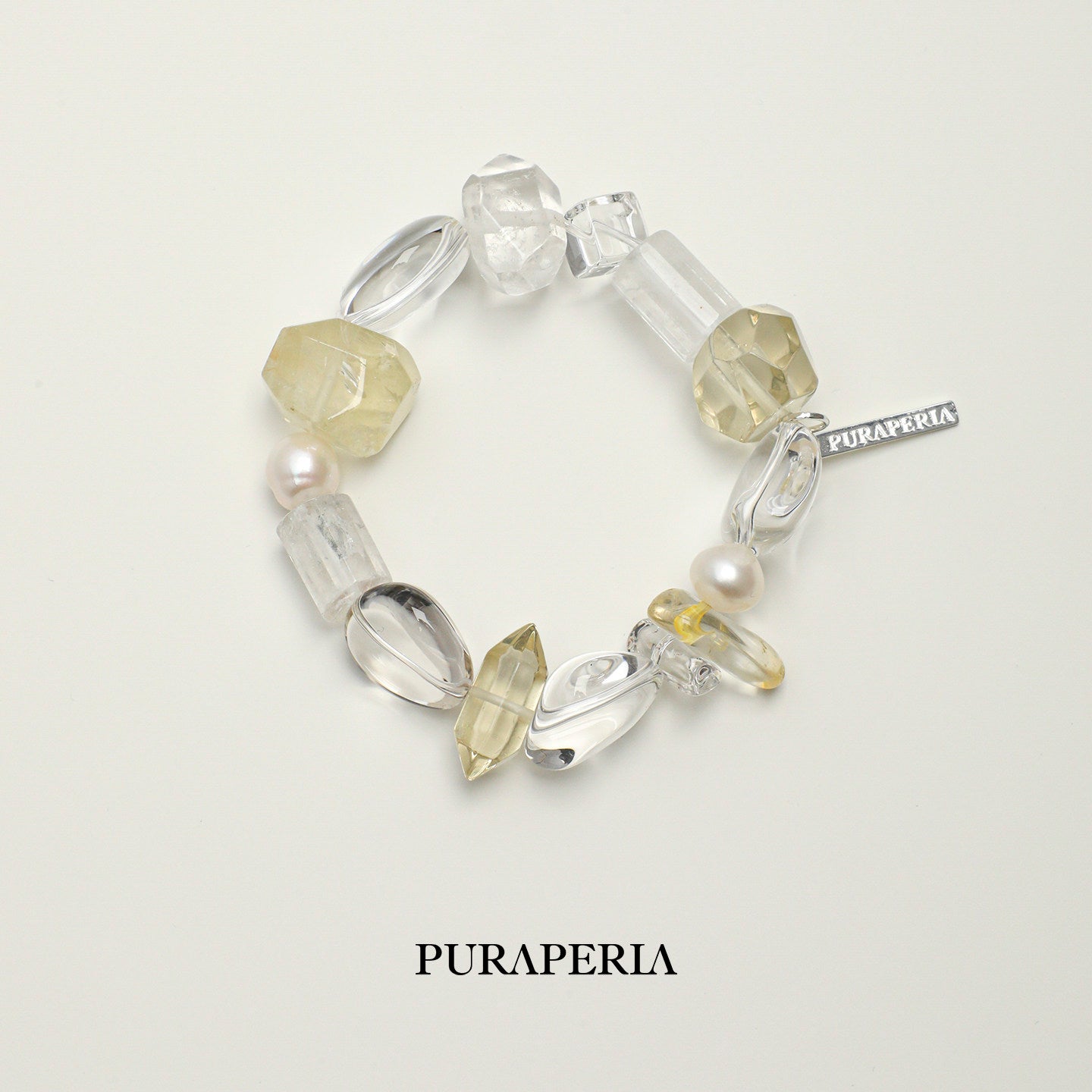 Natural Citrine & Clear Quartz Freeform Crystal Bracelet