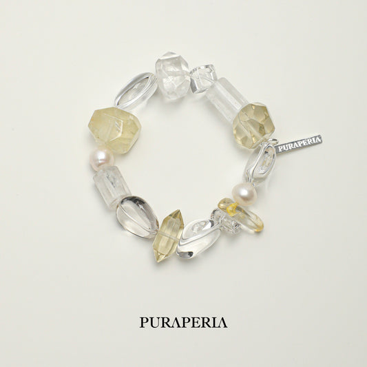 Natural Citrine & Clear Quartz Freeform Crystal Bracelet