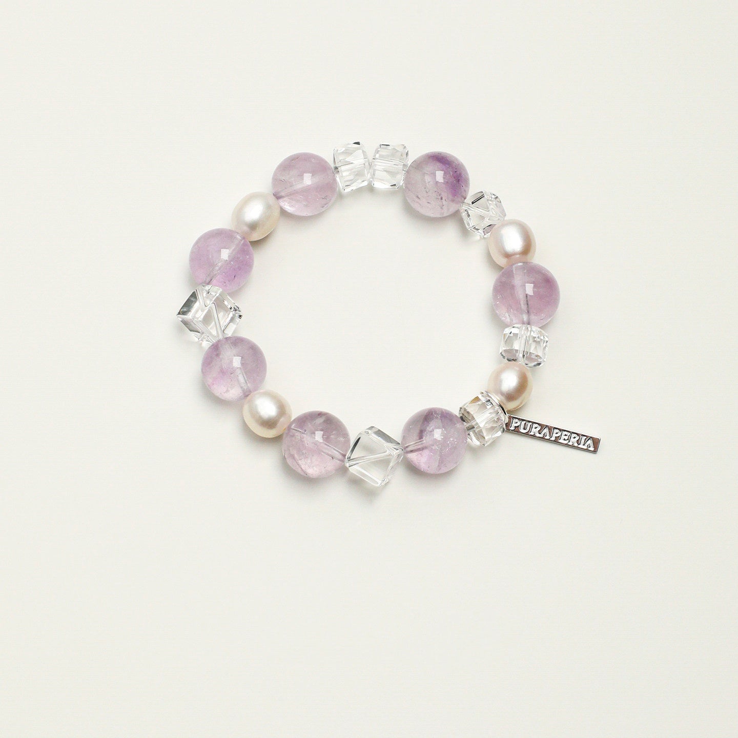 Natural Clear Quartz & Amethyst Bracelet