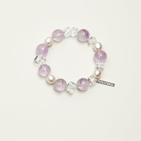Natural Clear Quartz & Amethyst Bracelet