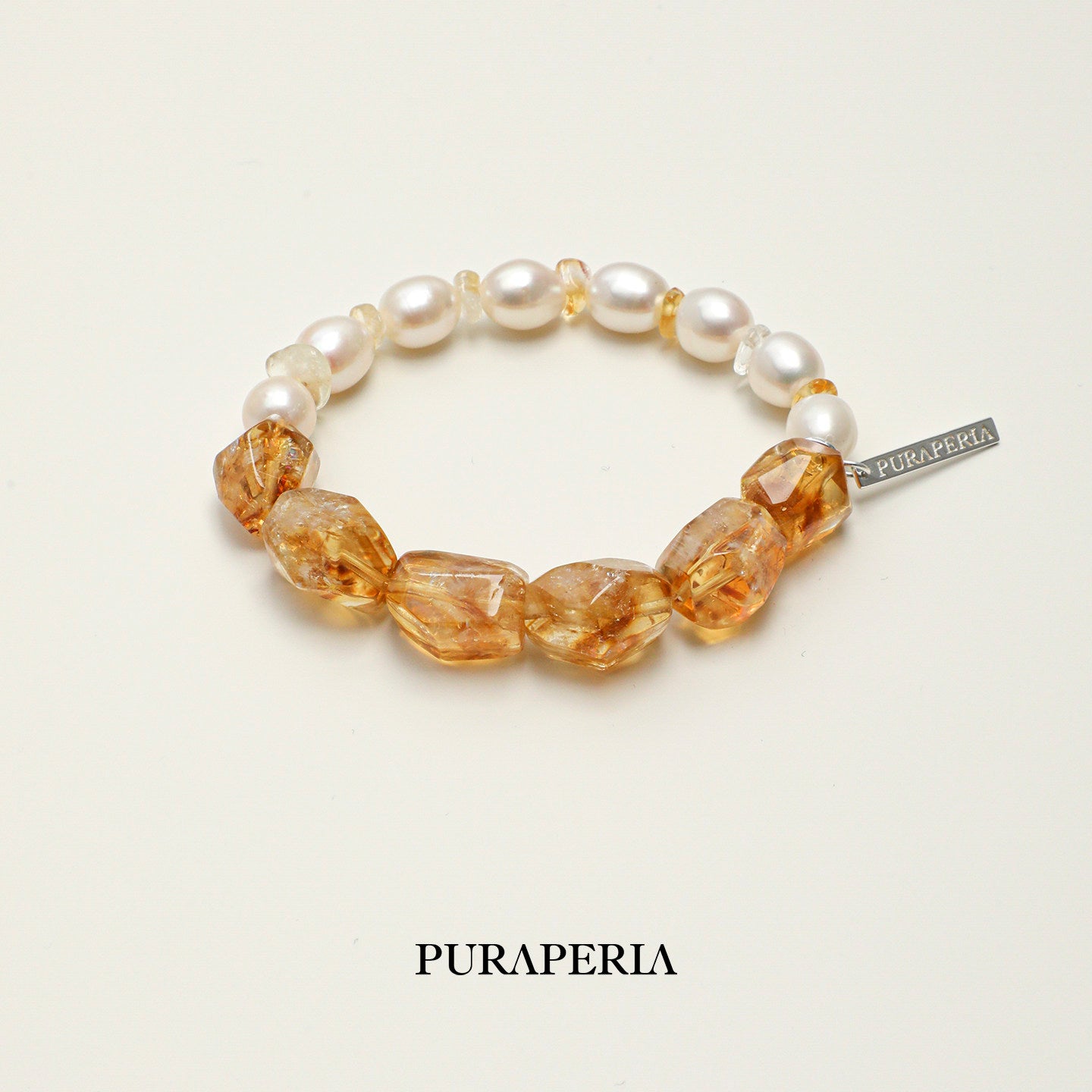 Minimalist Grey Seed Bead & Citrine Crystal Bracelet