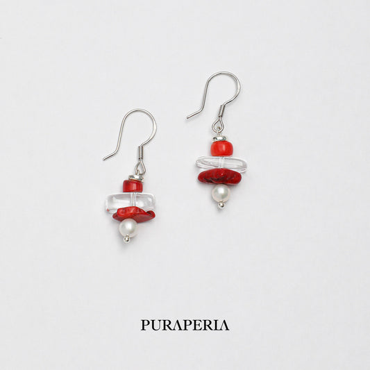 Clear Quartz & Red Agate Earrings
