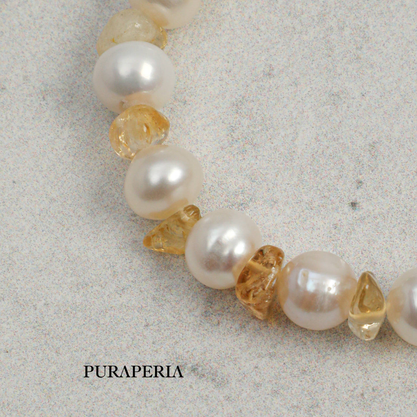 White Pearl & Citrine Freeform Bracelet