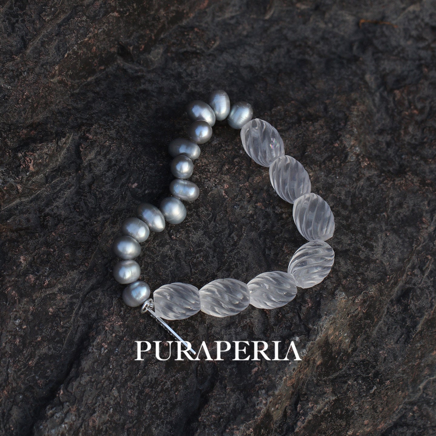 Natural Freshwater Pearl & Clear Quartz Crystal Bracelet