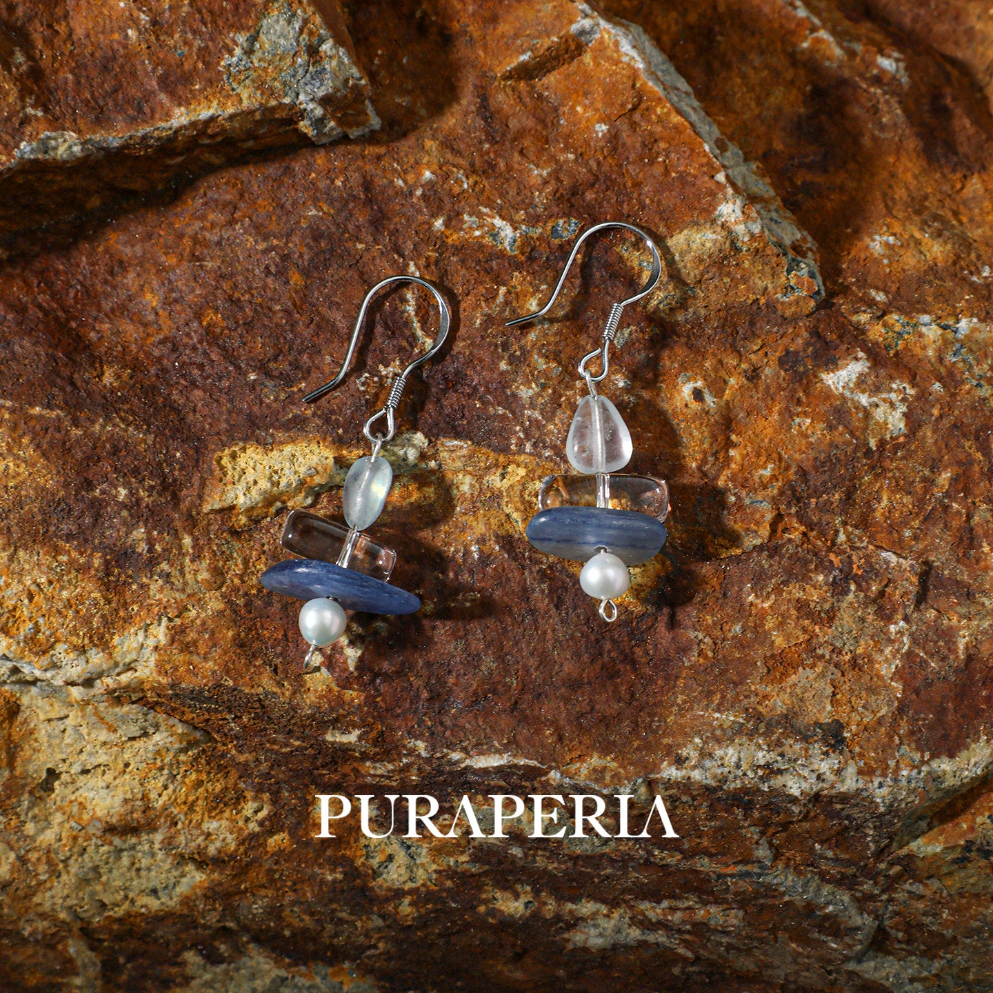 Clear Quartz Blue Lace Agate Earrings