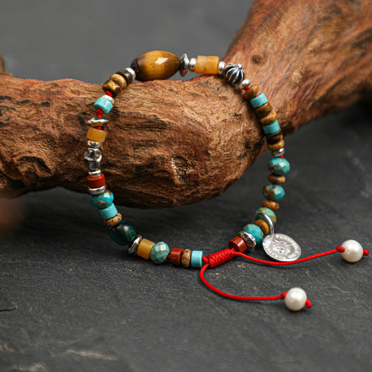 Turquoise and Golden Tiger's Eye Bracelet | Protection, Courage and Balance