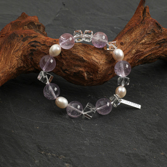 Natural Clear Quartz & Amethyst Bracelet