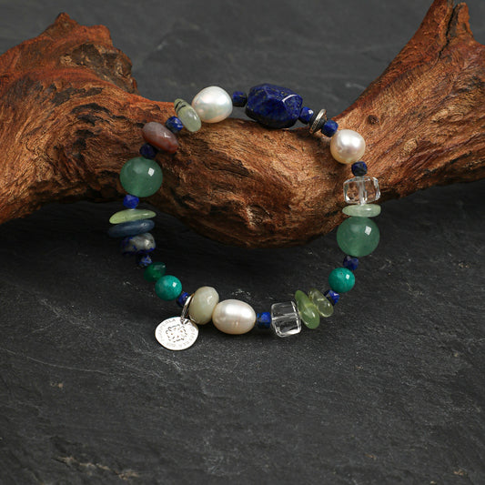 Green Aventurine & Lapis Lazuli Bracelet | Opportunity, Wisdom & Focus