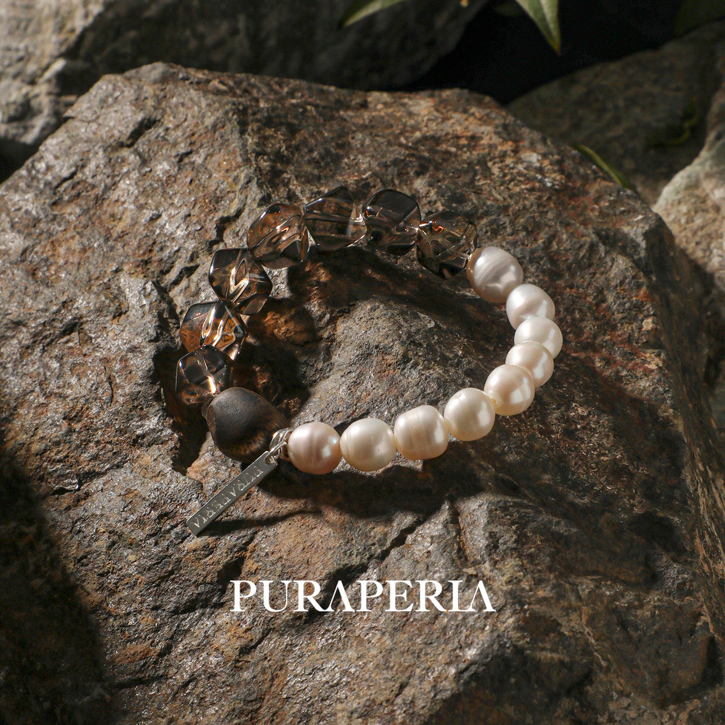 Smoky Quartz  Pearl Bracelet