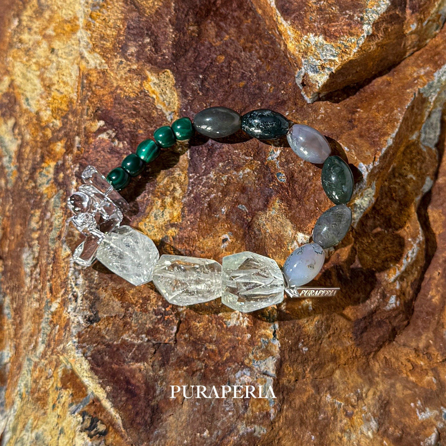 Freeform Green Quartz & Agate Bracelet