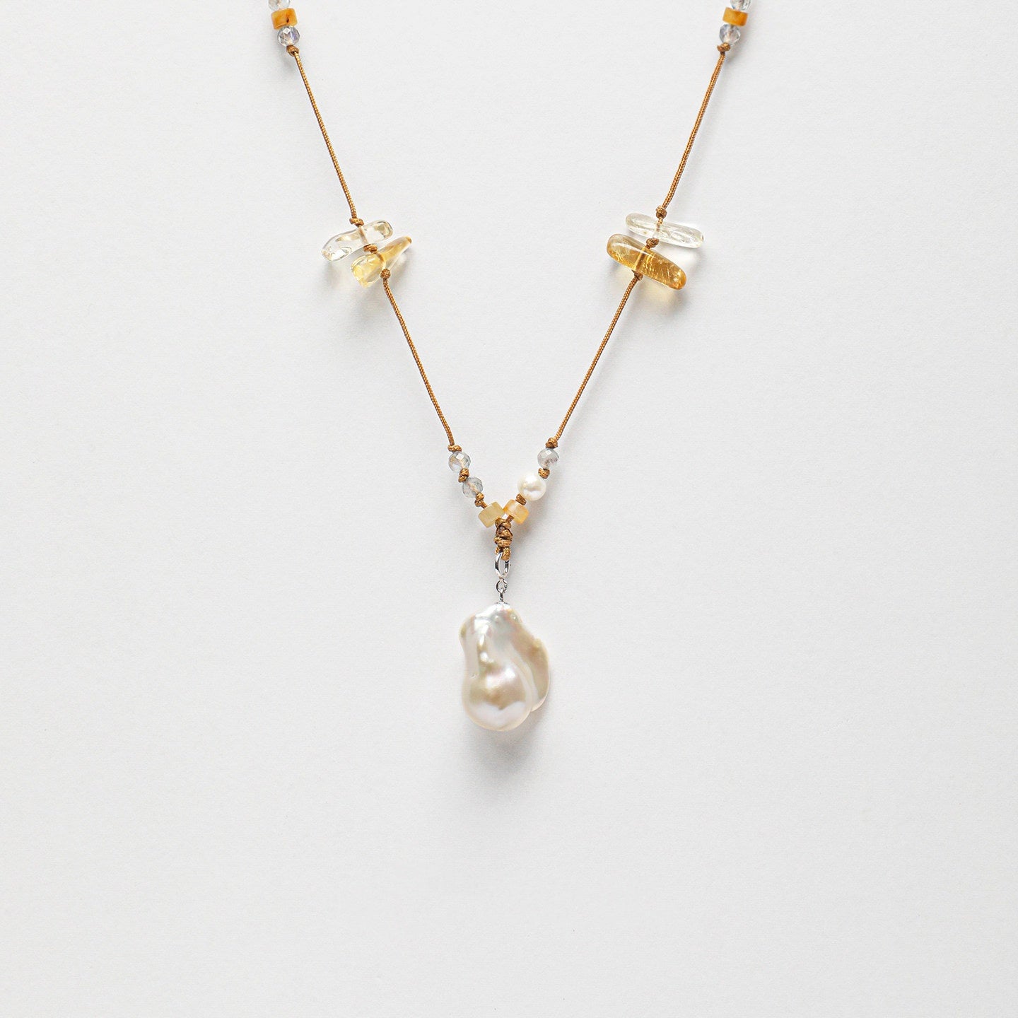 Citrine Chips and Pearl Necklace | Abundance, Warmth and Grace