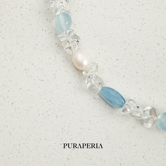 Natural Blue Quartz & Pearl Bracelet