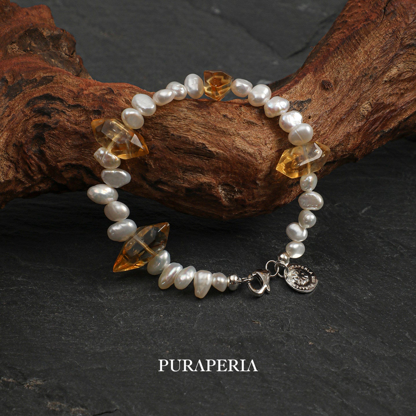 Natural Citrine & Pearl Bracelet