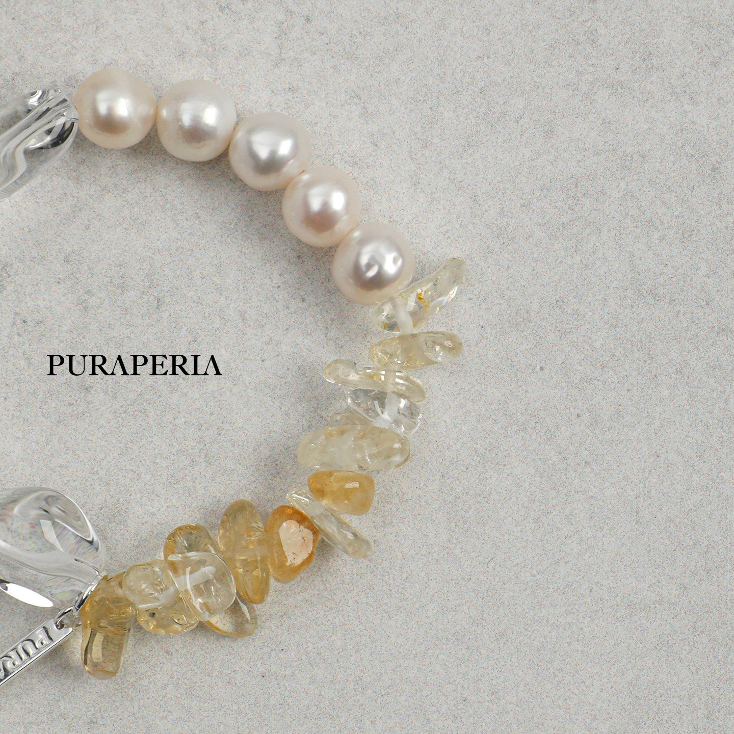 Freeform Clear Quartz & Citrine Chips Bracelet