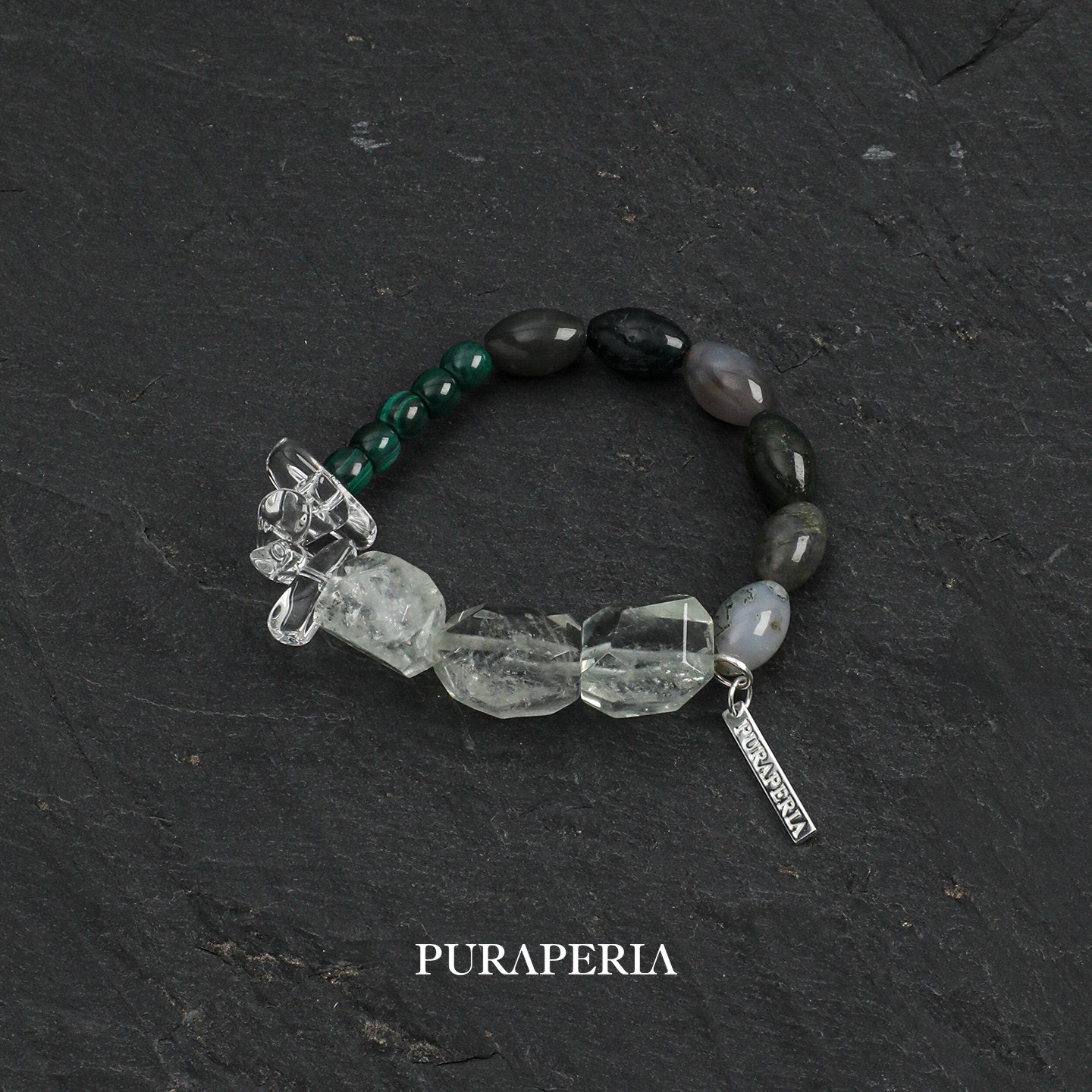 Freeform Green Quartz & Agate Bracelet