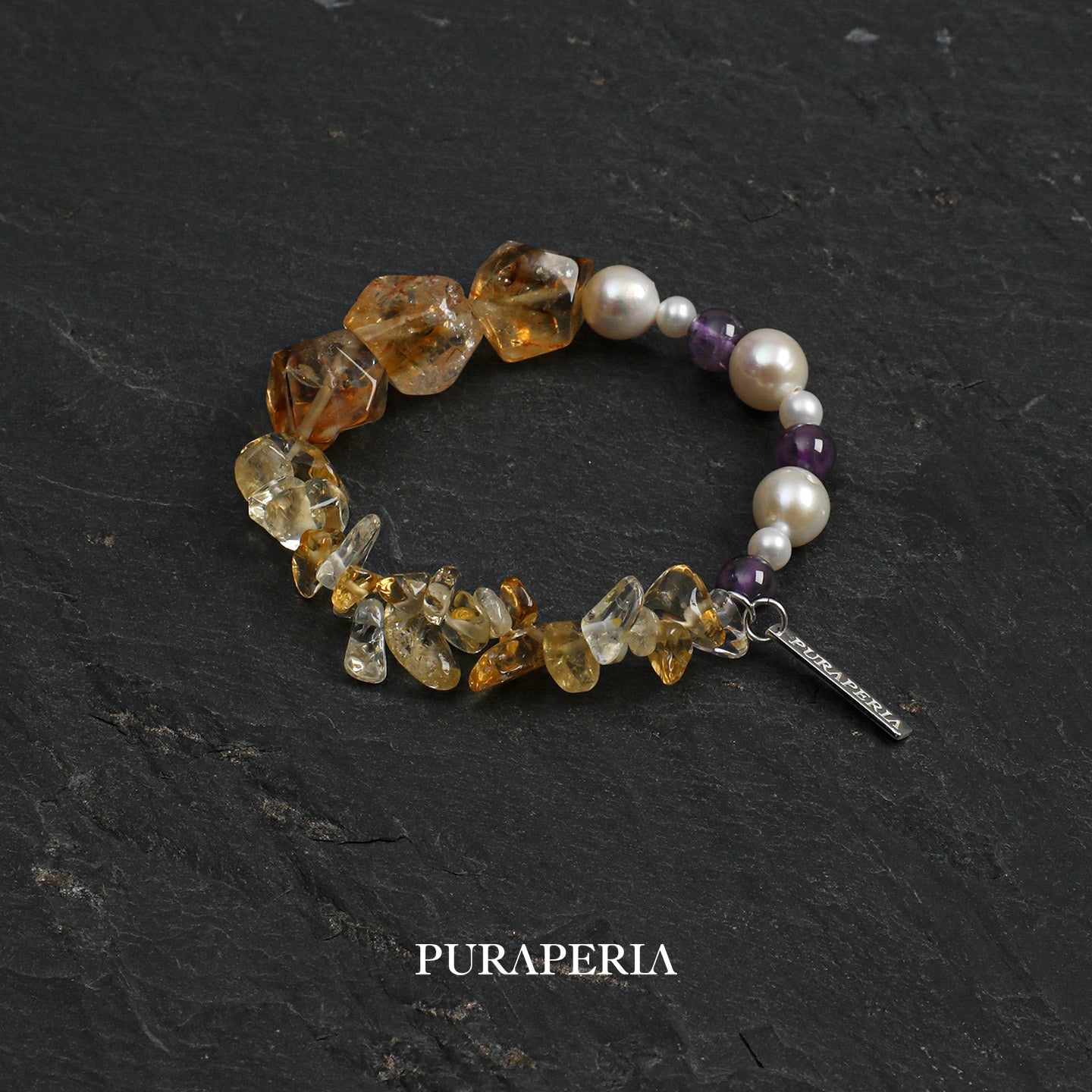 Freeform Citrine & Pearl Bracelet