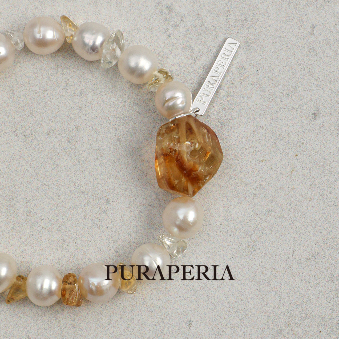 White Pearl & Citrine Freeform Bracelet
