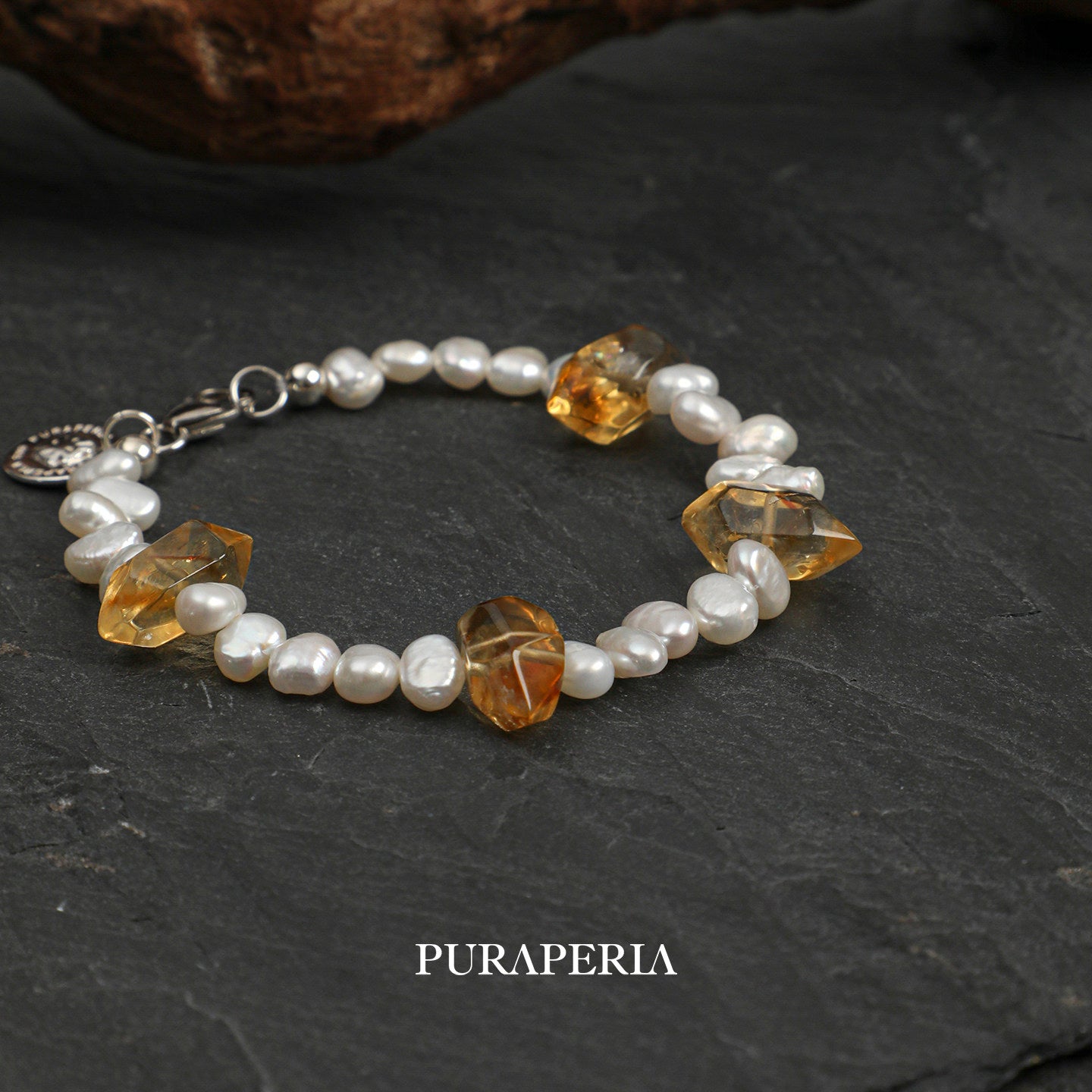 Natural Citrine & Pearl Bracelet