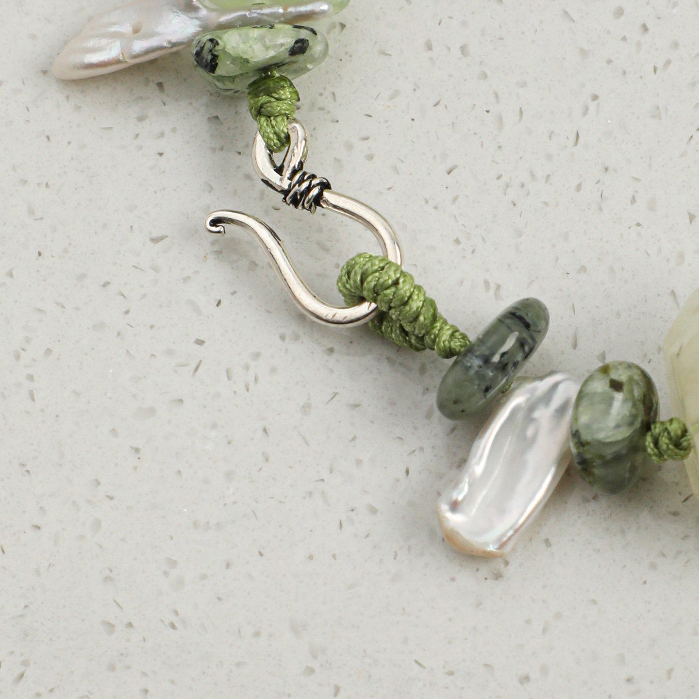 Freeform Prehnite, Citrine and Pearl Bracelet | Renewal, Joy and Gentle Grace