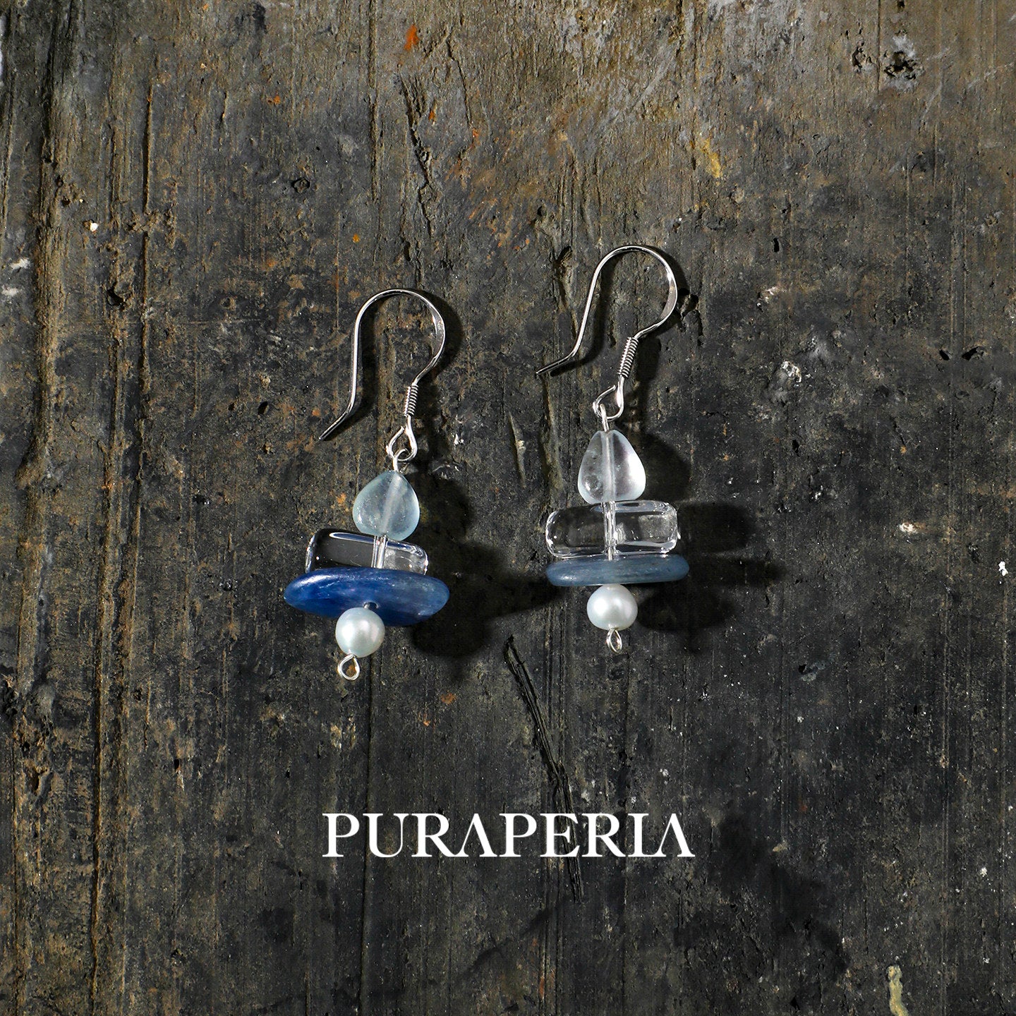 Clear Quartz Blue Lace Agate Earrings