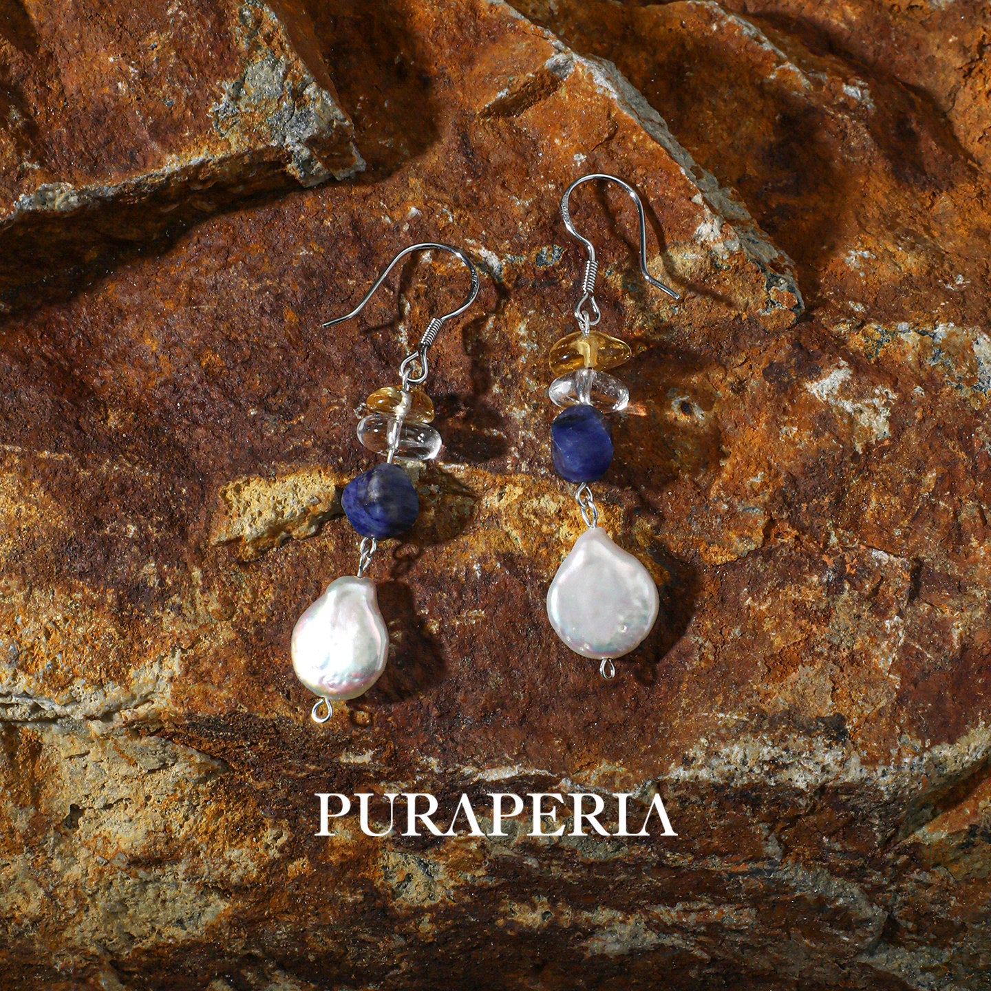 Pearl Clear Quartz Citrine Earrings