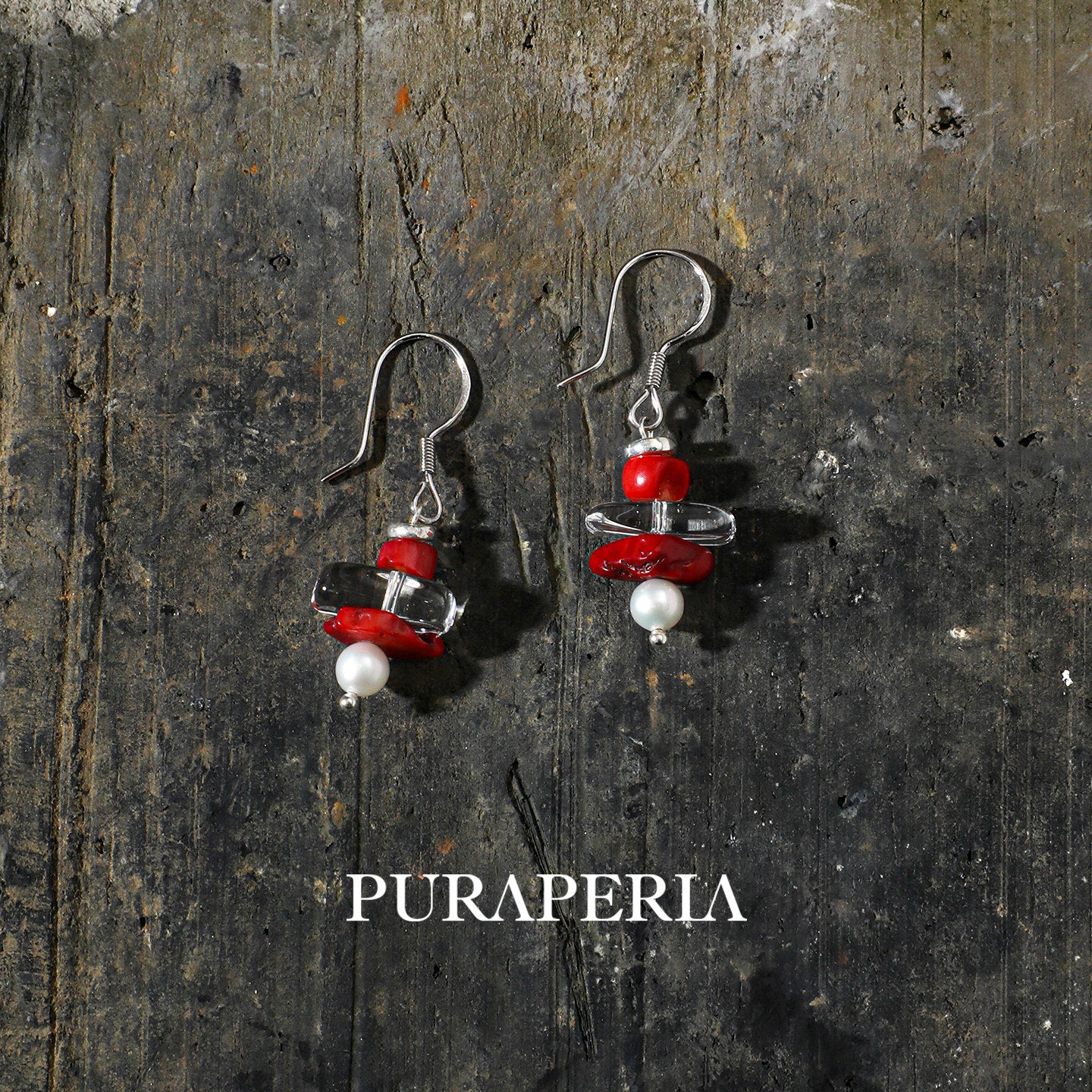Clear Quartz & Red Agate Earrings