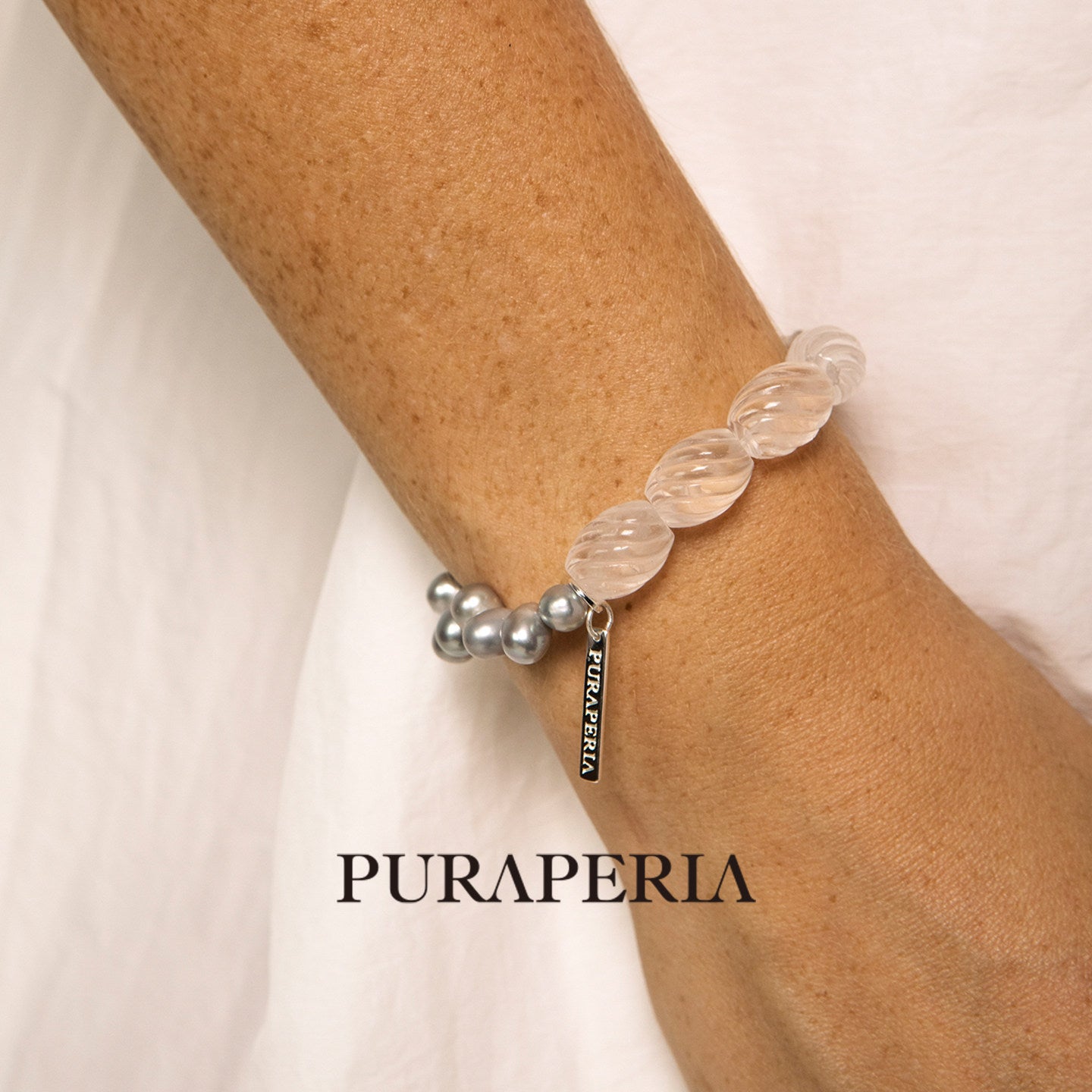 Natural Freshwater Pearl & Clear Quartz Crystal Bracelet