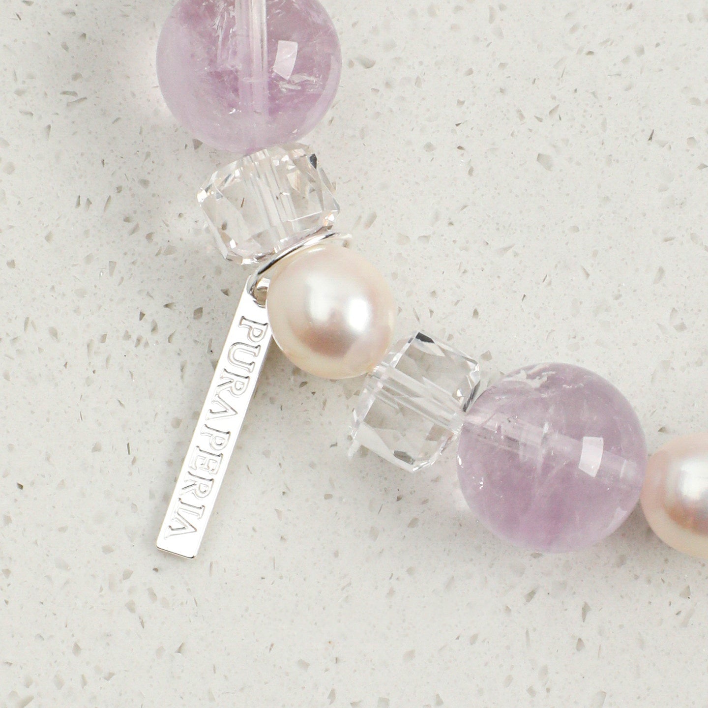 Natural Clear Quartz & Amethyst Bracelet