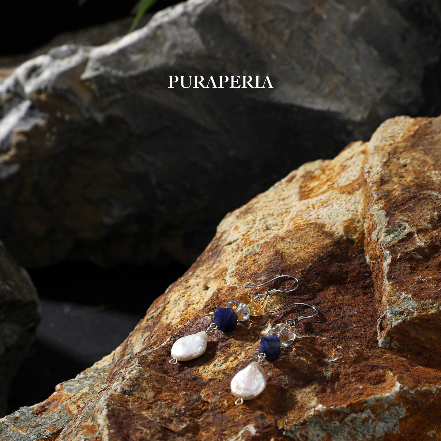 Pearl Clear Quartz Citrine Earrings