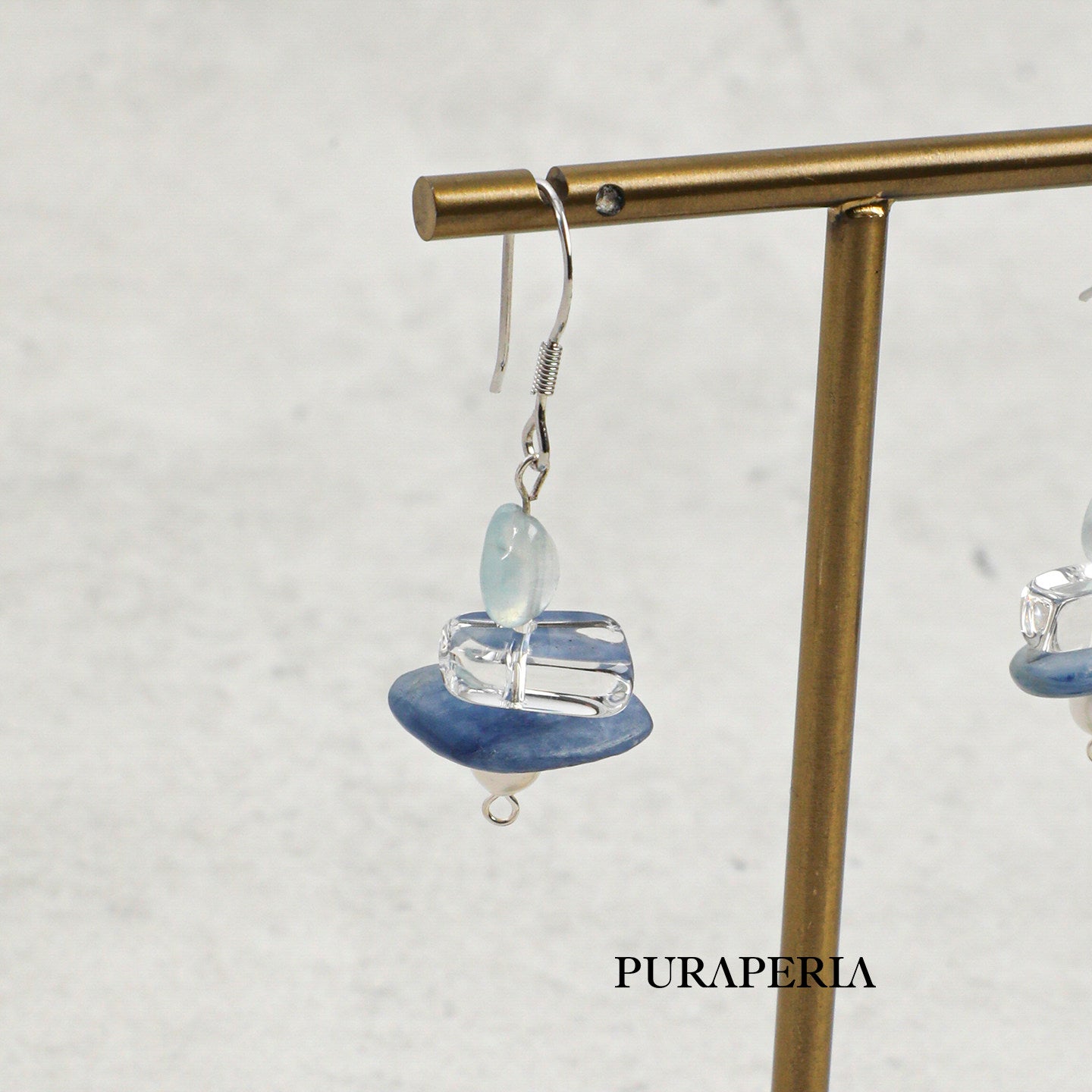 Clear Quartz Blue Lace Agate Earrings