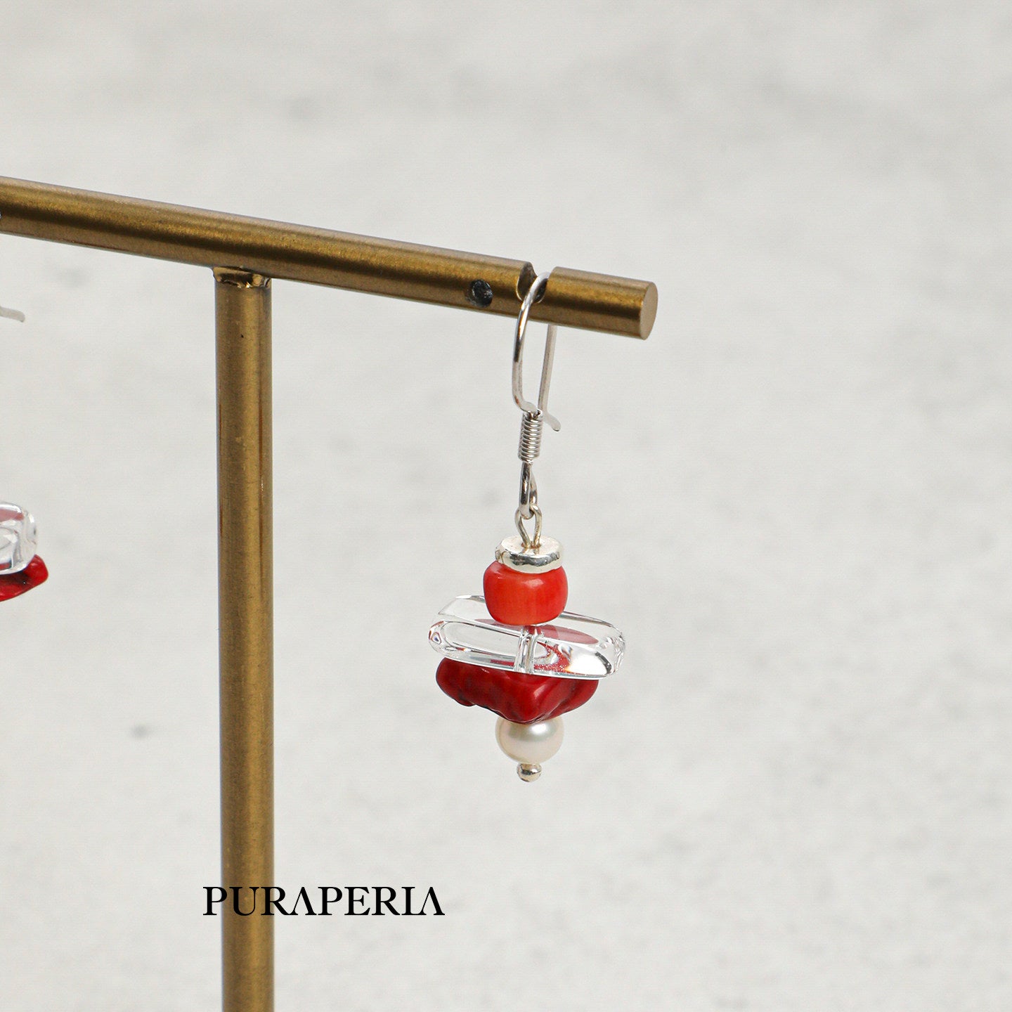 Clear Quartz & Red Agate Earrings
